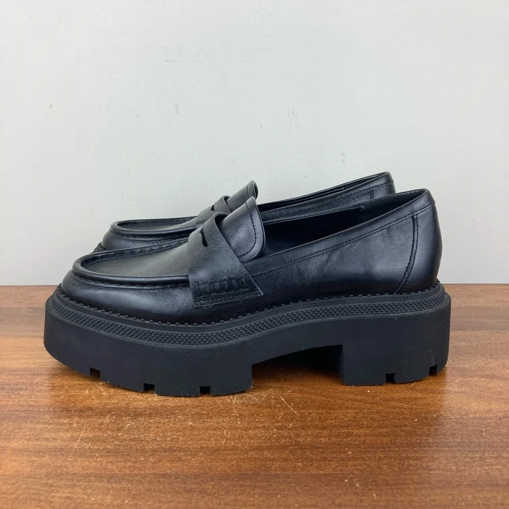 Zara Black Platform Penny Loafers
